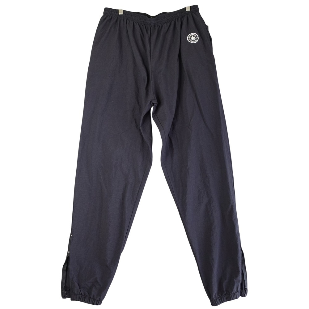 VTG 90s Converse All Star Chuck Taylor Windbreaker Track Pants L Black Ankle Zip